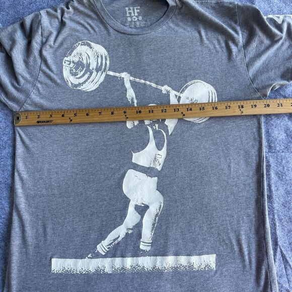 HF Hassle Free‎ Shirt Mens Medium Gray Weightlifter Graphic Print Short Sleeve - Picture 7 of 10